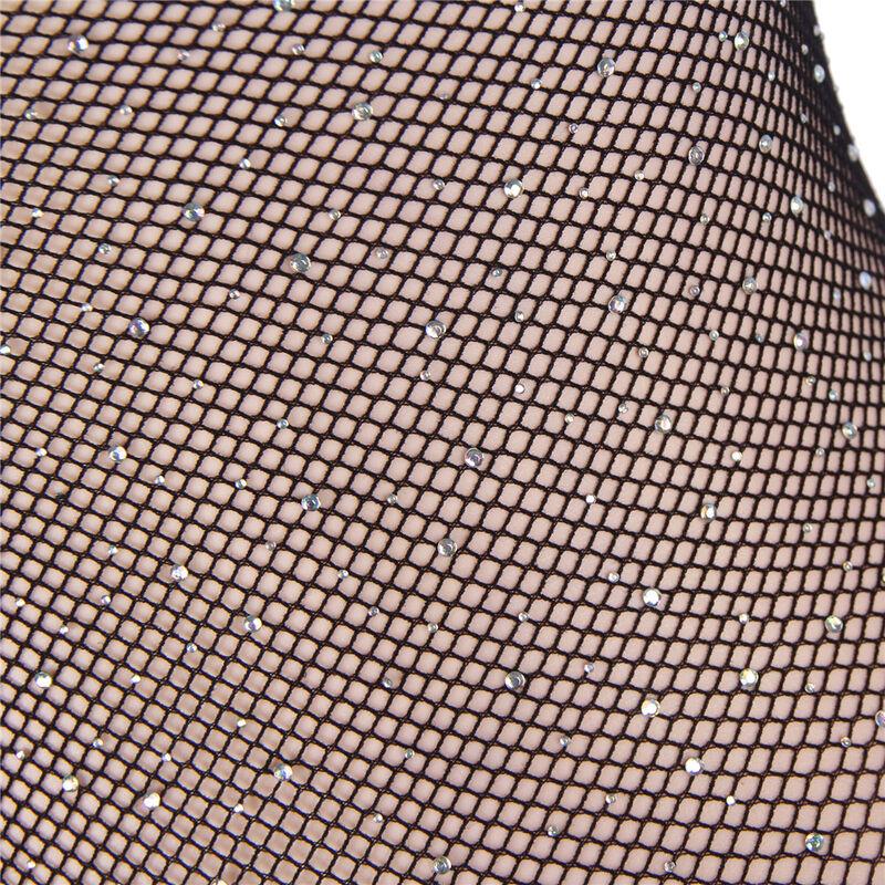 952297 GLOSSY FISHNET BODY WITH OFF SHOULDERS LONG SLEEVE BLACK ONE SIZE