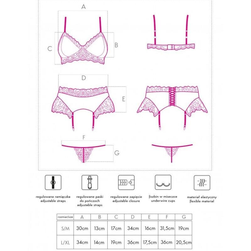 NAHIR LC 20214 BRA + PANTY + GARTER BELT S/M