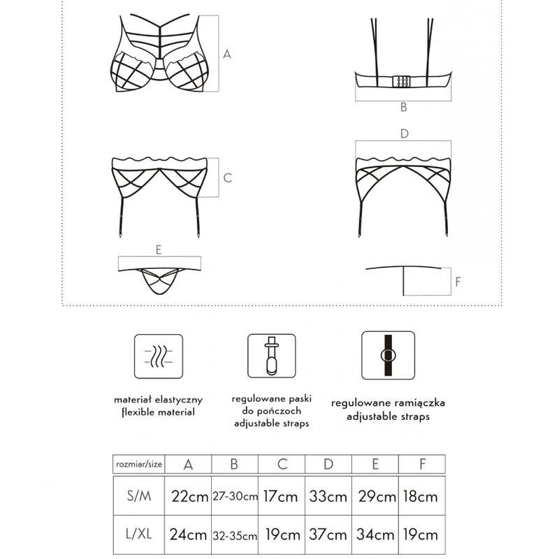 SOLEDAD LC 20217 BRA + PANTY + GARTER BELT S/M