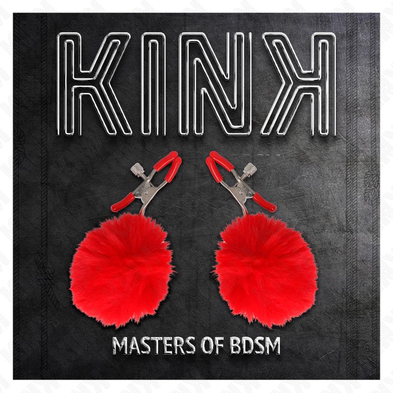 FAUX FUR BALL NIPPLE CLAMP RED 6 CM