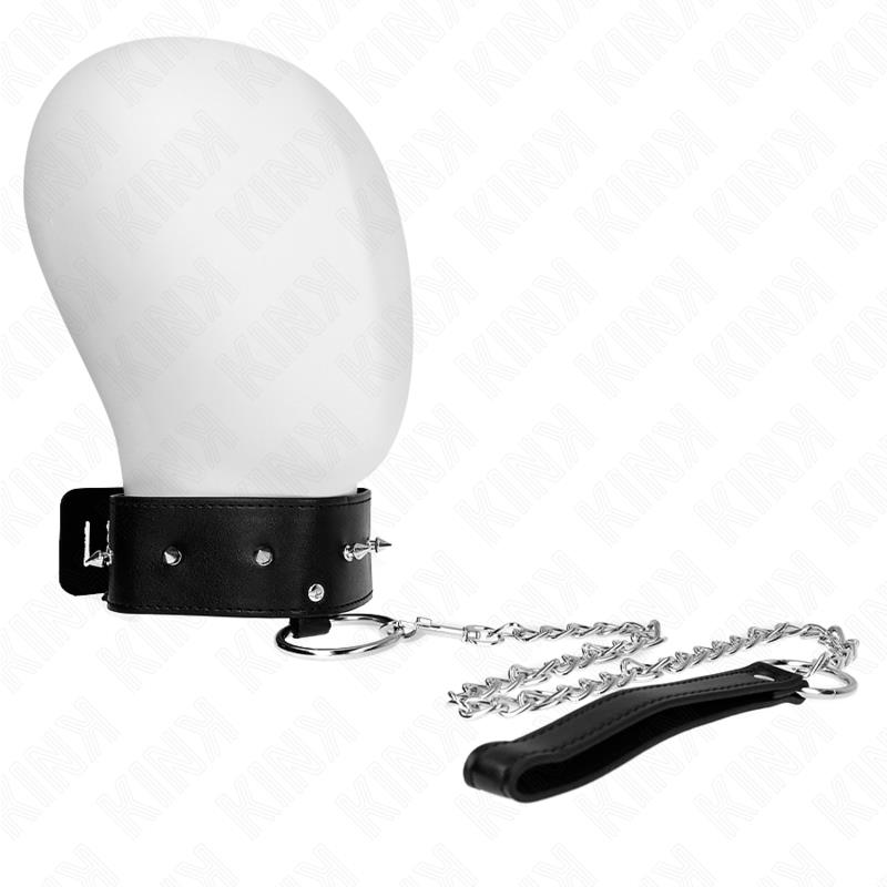 NECKLACE 65 CM WITH LEASH WITH SILVER STUDS MODEL 2 ADJUSTABLE 36-43 CM X 5 CM