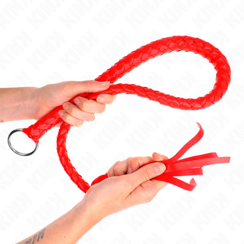 SNAKE WHIP WITH RED HAND RING 65 CM