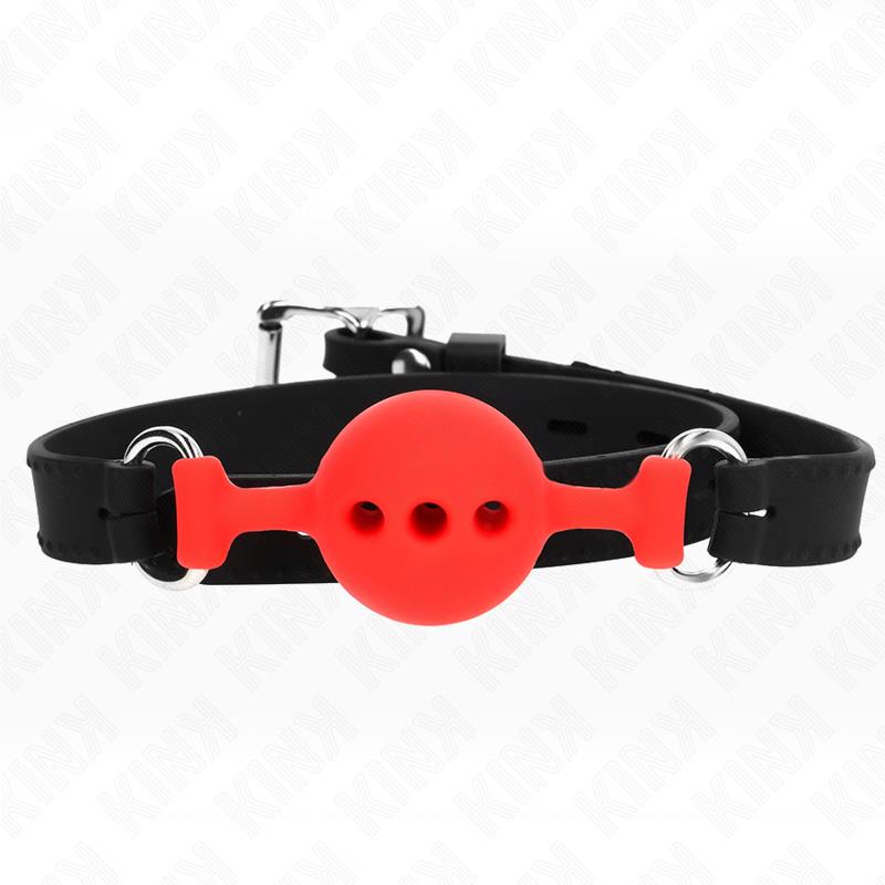 FULL SILICONE GAG 55 x 2 CM WITH 4 CM BALL SIZE S RED ADJUSTABLE 35-51 CM