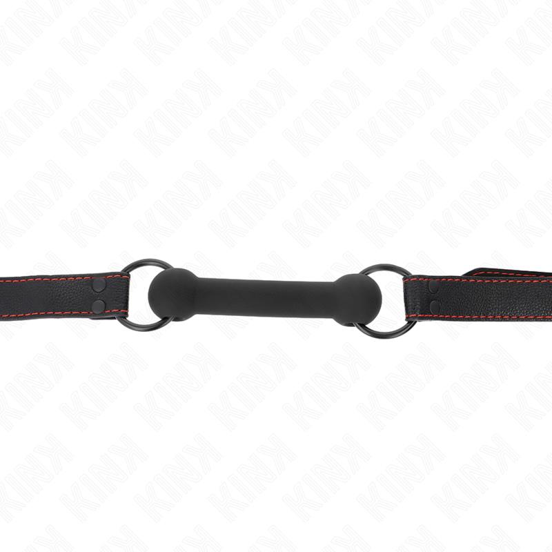 BONE GAG WITH LEATHERETTE STRAP BLACK ADJUSTABLE 41-57 CM