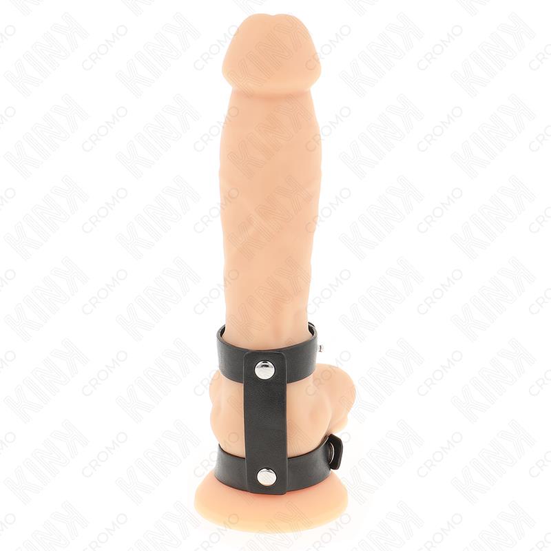 ADJUSTABLE DOUBLE LEATHER PENIS RING
