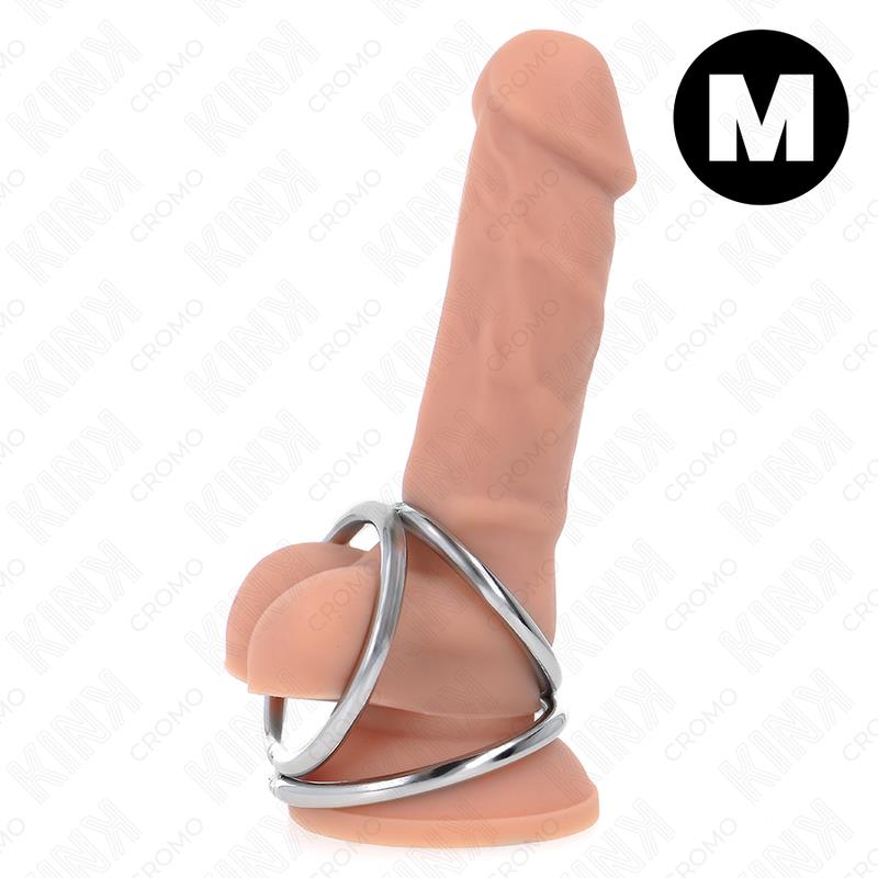 TRIPLE CHROME METAL PENIS RING 3.8 CM TO 5 CM MODEL 2