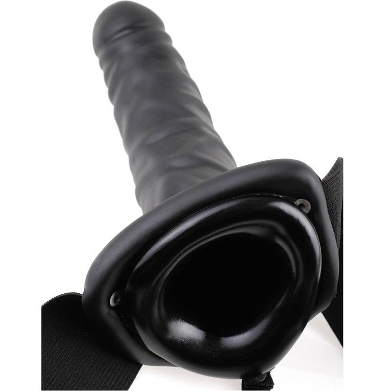 19 CM HOLLOW STRAP-ON BLACK