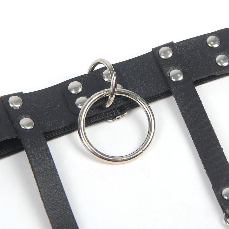 953744 ADJUSTABLE LEATHER PUNK GARTER BLACK ONE SIZE