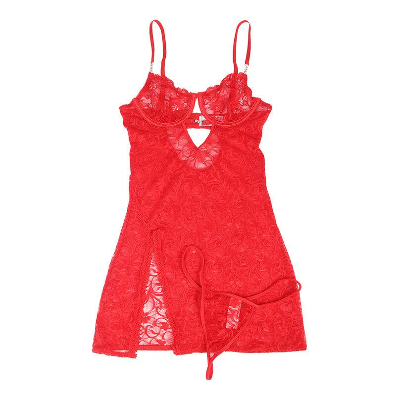 954215 LACE BABYDOLL WITH ADJUSTABLE STRAPS RED L/XL