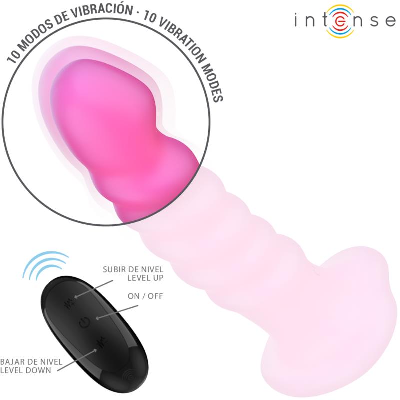 CINDY VIBRATOR SIZE L SPIRAL DESIGN 10 VIBRATIONS PINK REMOTE CONTROL