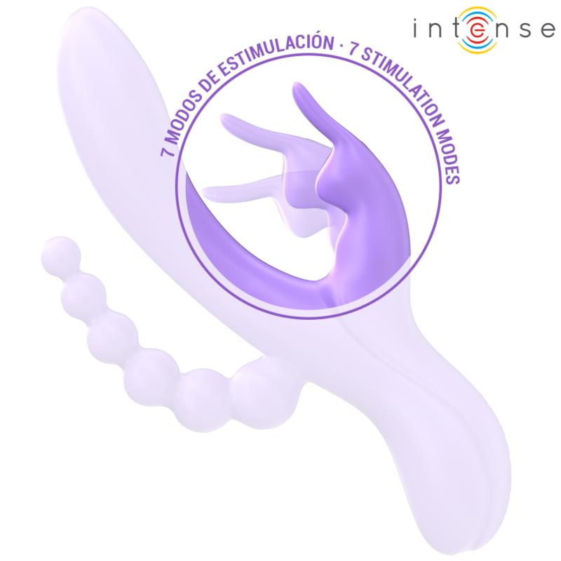 MIKO TROJNI VIBRATOR ZAJEC & STIMULATOR & ANAL 7 VIBRACIJ PURPLE