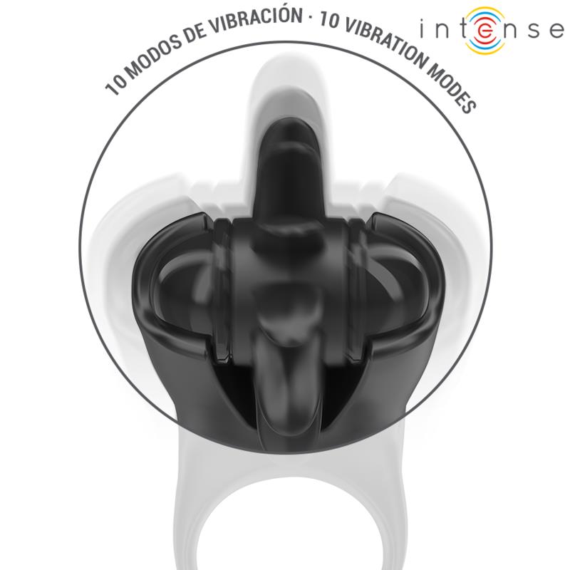 MABEL VIBRATING RING 10 VIBRATIONS WITH CLITORIS STIMULATOR BLACK