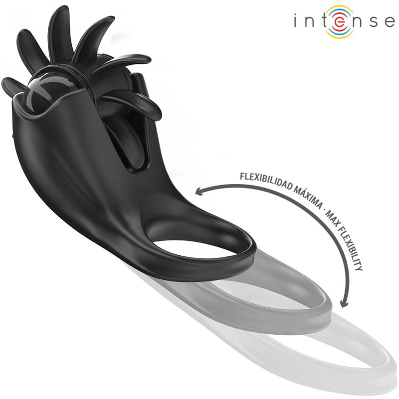 MABEL VIBRATING RING 10 VIBRATIONS WITH CLITORIS STIMULATOR BLACK