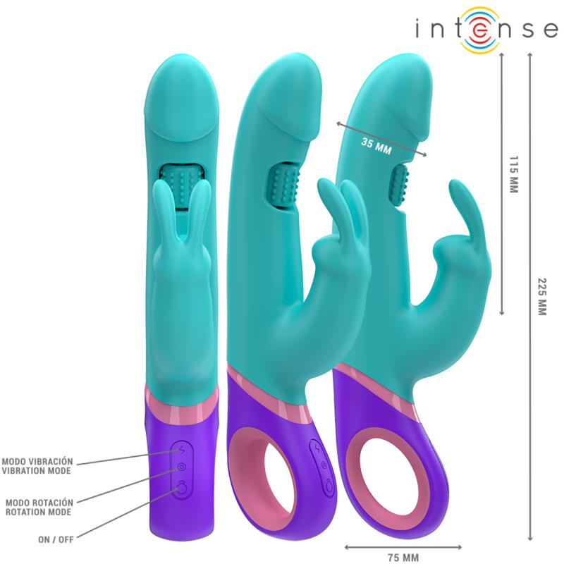 MONICA RABBIT VIBRATOR WITH ROTATING G-SPOT STIMULATOR BLUE