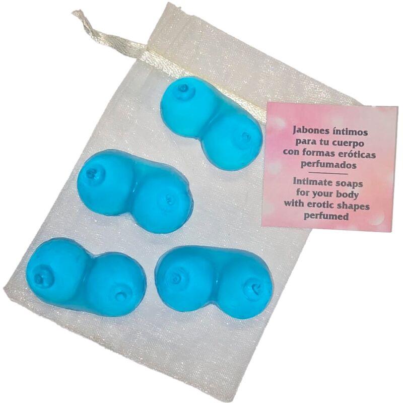 4 MINI SCENTED SOAPS SHAPED BREASTS BLUE