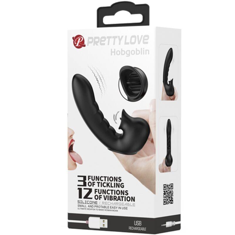 HOBGOBLIN VIBRATING FINGER CASE 12 VIBRATIONS + CLITORIS STIMULATOR BLACK