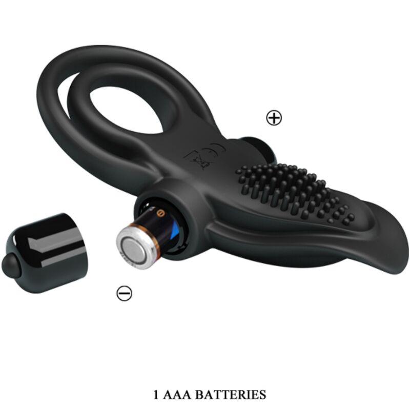 DVOJNI VIBRIRAJOČI OBROČ + STIMULATOR KLITORISA 10 VIBRACIJ ČRNA