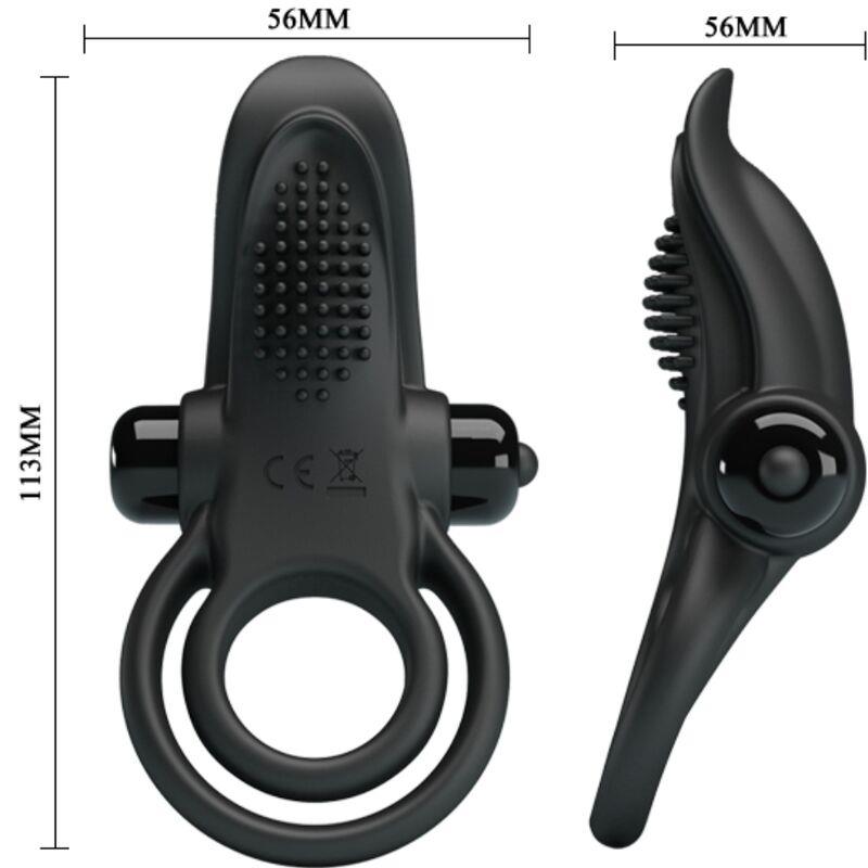 DVOJNI VIBRIRAJOČI OBROČ + STIMULATOR KLITORISA 10 VIBRACIJ ČRNA