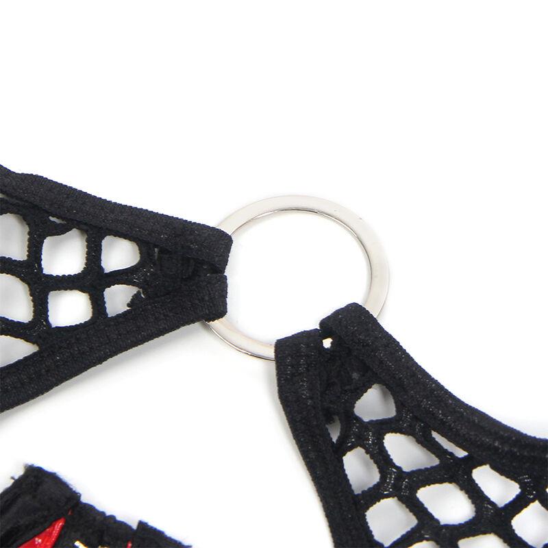 955540 CRVENI PATENT KOŽNI MREŽASTI SET S BRAVOM S/XL