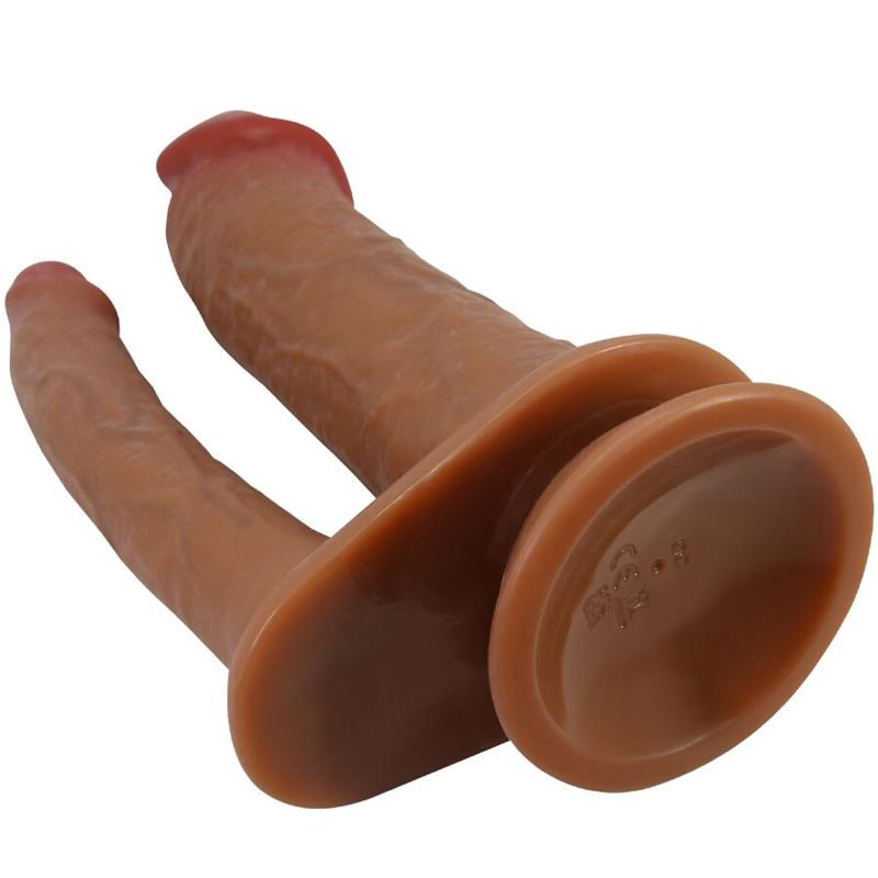 HULBERT DOUBLE REALISTIC DILDO WITH VIBRATION MULATO