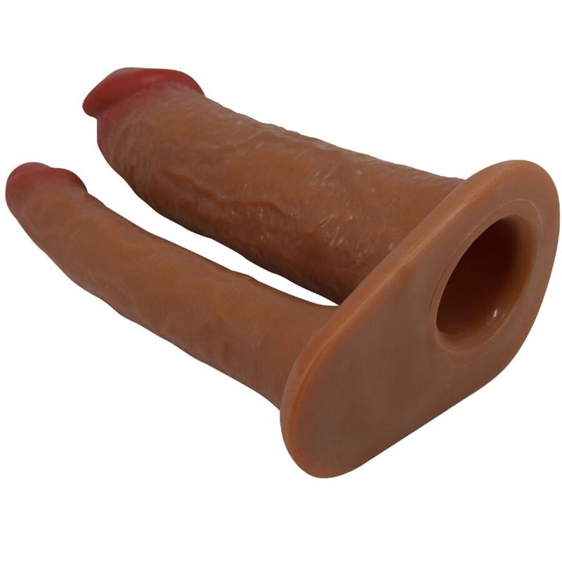 YAIRON DOUBLE PENIS SLEEVE WITH 4 CM EXTENSION MULATTO