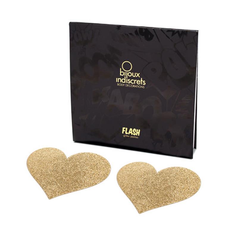 INDISCRETS FLASH GOLDEN HEART NIPPLE COVERS