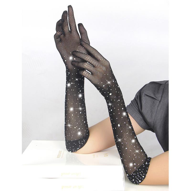957469SHINE TRANSPARENT GLOVES BLACK S/M