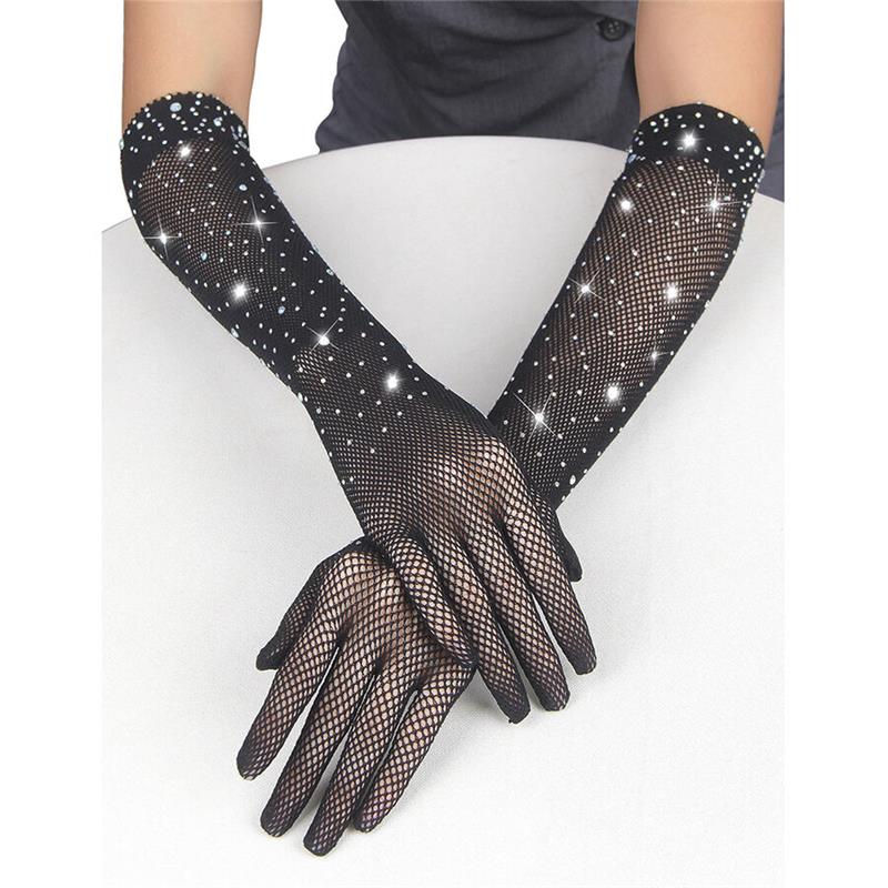 957469SHINE TRANSPARENT GLOVES BLACK S/M