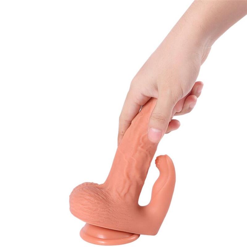 HAYDEN DILDO IN STIMULATOR KLITORISA Z VIBRACIJO IN DALJINSKIM UPRAVLJALNIKOM 16 CM