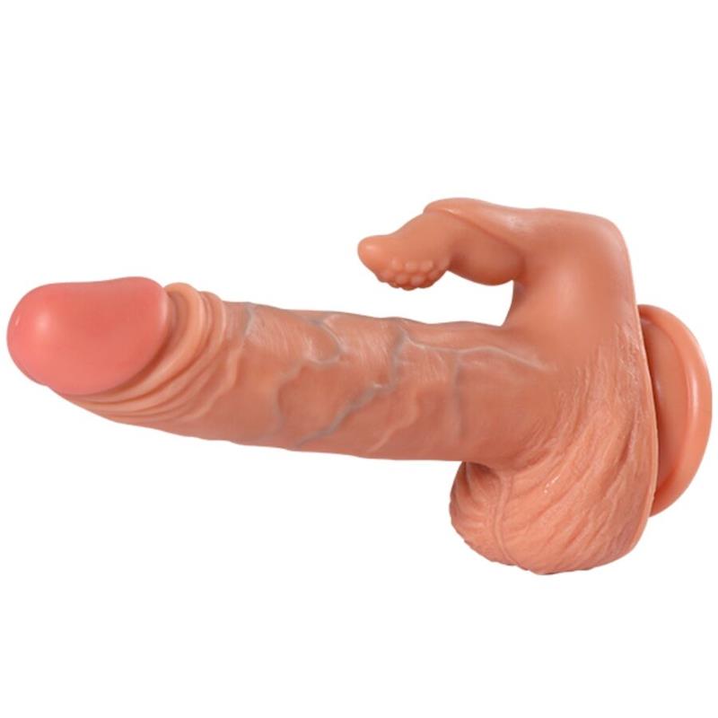 JULIAN DILDO IN STIMULATOR KLITORISA Z VIBRACIJO IN DALJINSKIM UPRAVLJALNIKOM 16 CM