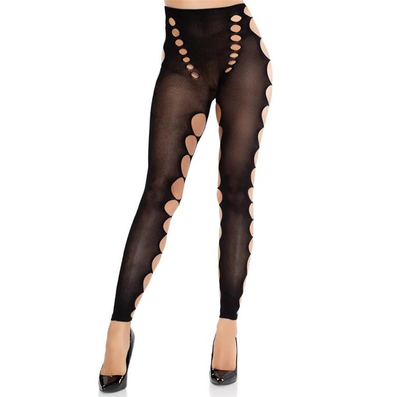 SEAMLESS OPAQUE STOCKINGS WITH CUTOUT AT THE FEET BLACK