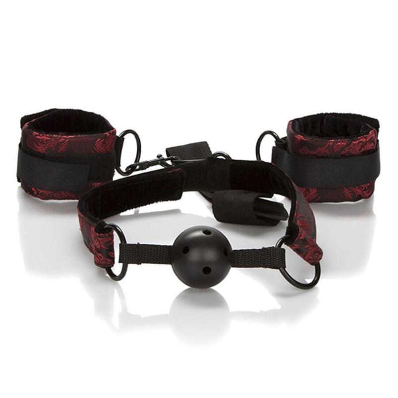SCANDAL BREATHABLE BALL GAG WITH HANDCUFFS