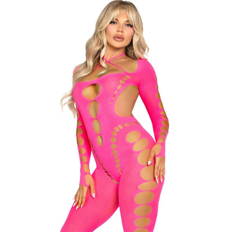 PINK OPEN BACK BODYSTOCKING ONE SIZE