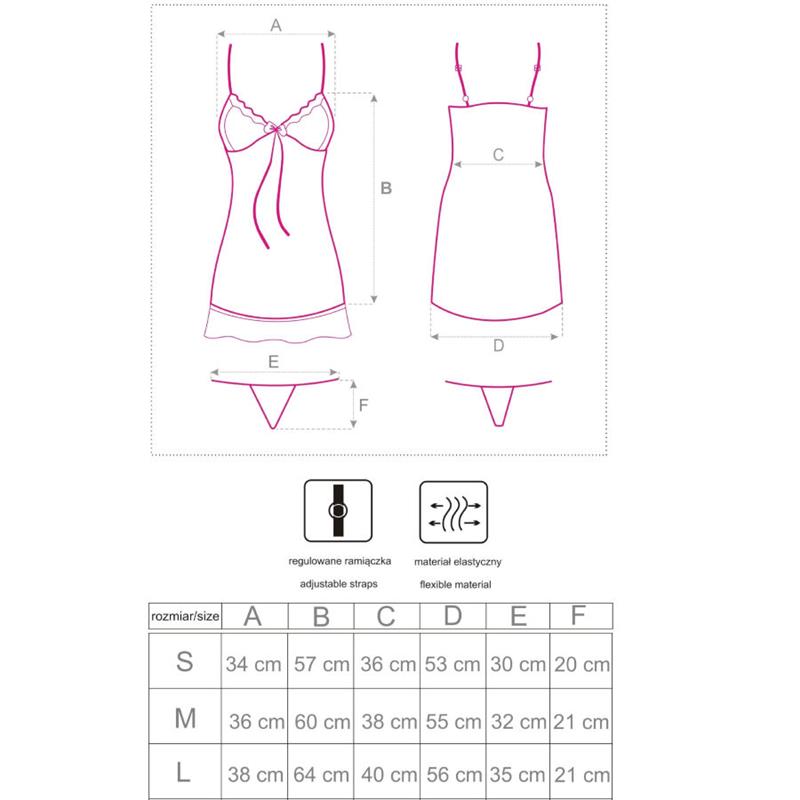 HYEONA 1710 BABYDOLL + THONG ROSE S