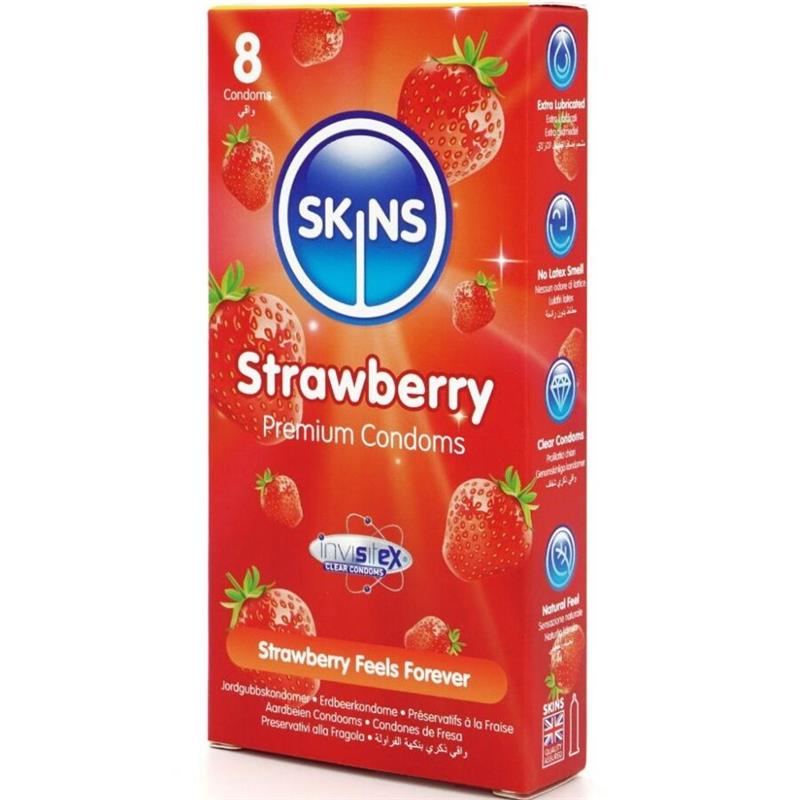 STRAWBERRY PREMIUM CONDOMS PACK 8
