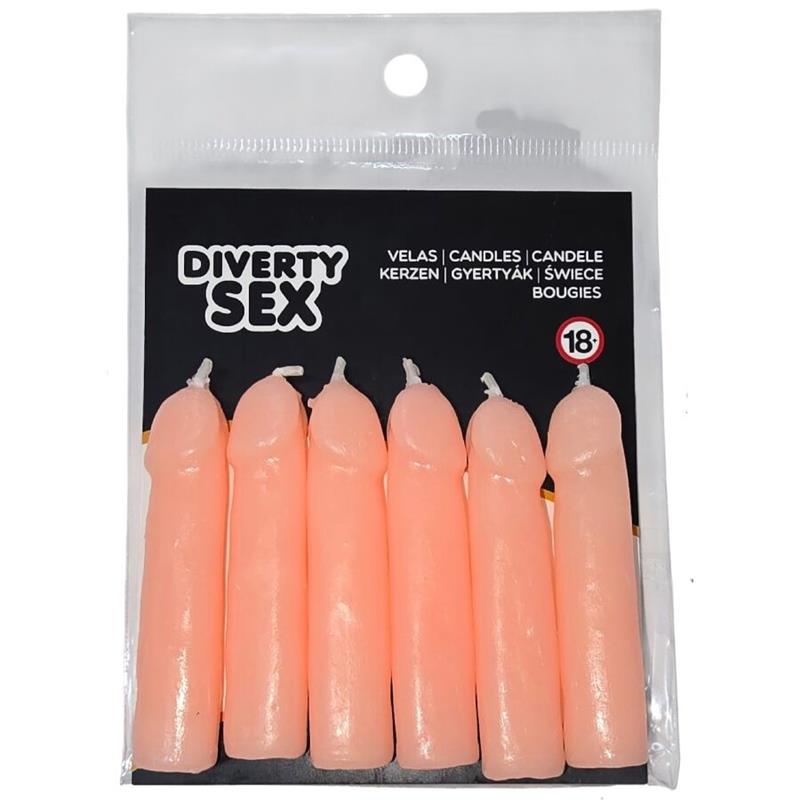 6 FLESH PENIS SHAPED CANDLES