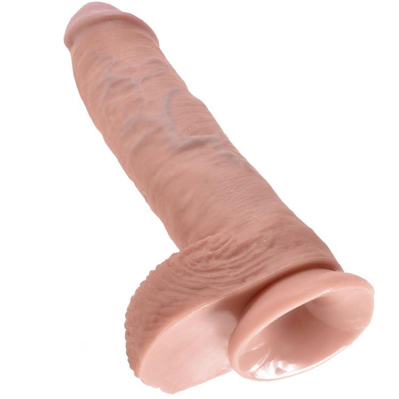 10 DILDO FLESH WITH BALLS 26.5 CM