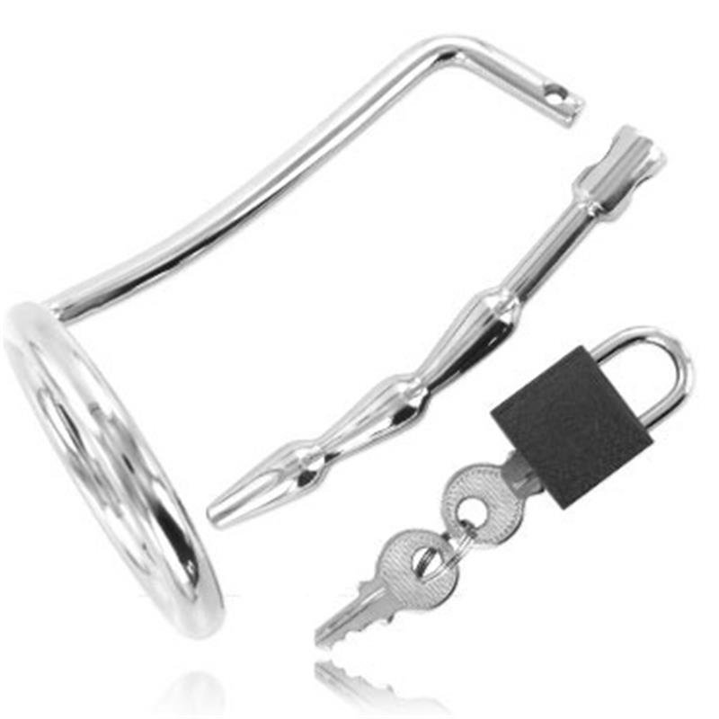 TESTICLE RING WITH URETHRAL CHASTITY PLUG