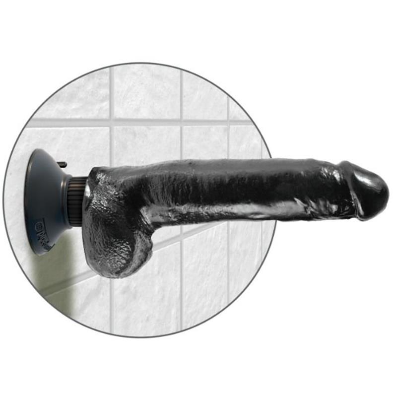 23 CM VIBRATING COCK WITH BALLS BLACK