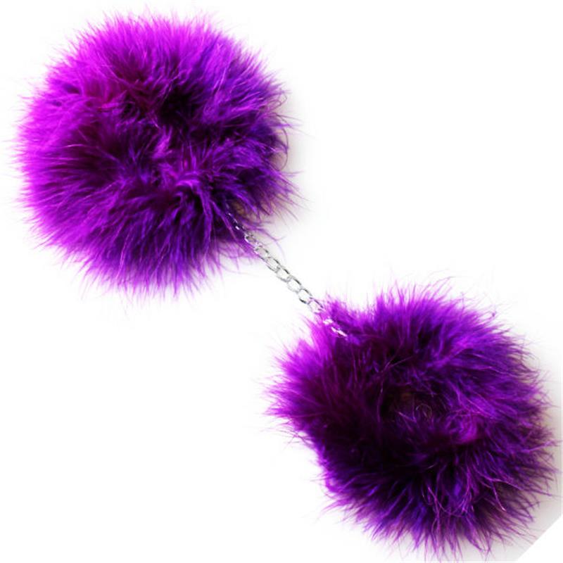PURPLE MARABOU HANDCUFFS