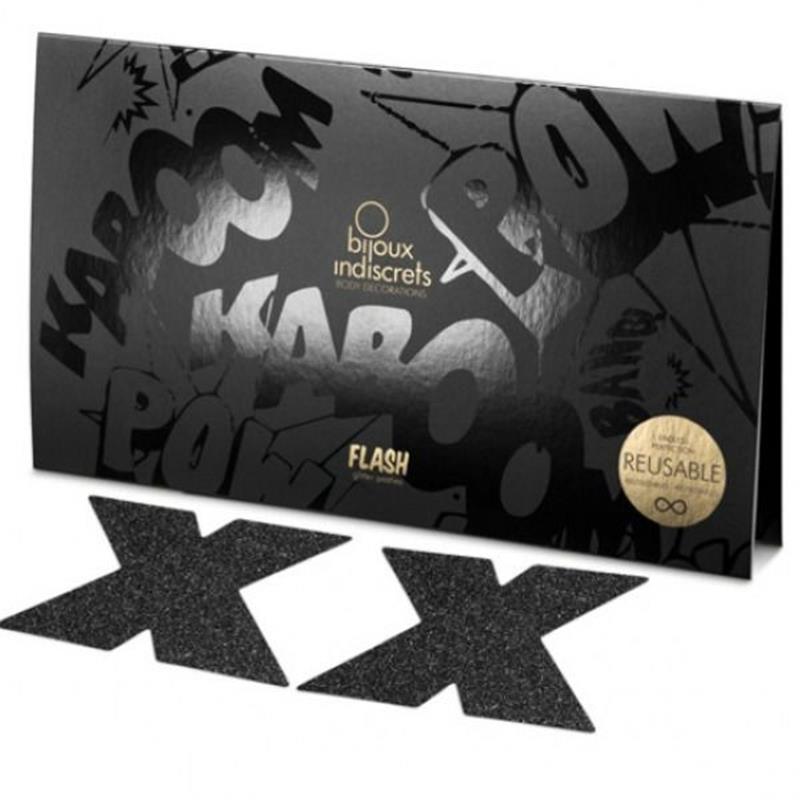 INDISCRETS FLASH CROSS BLACK NIPPLE CAPS