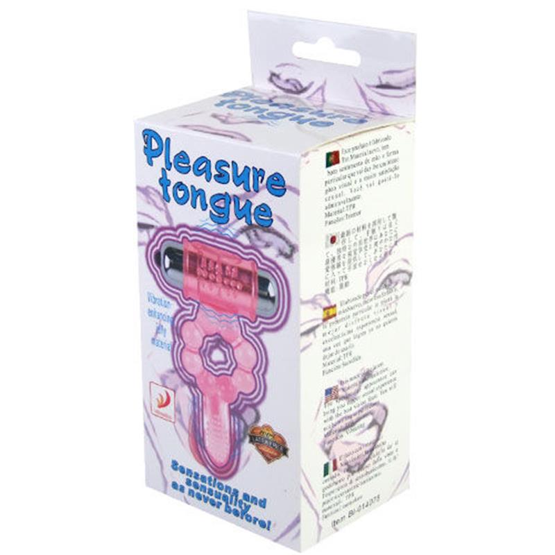 SILICONE RING 10 TONGUE RHYTHMS WITH PINK VIBRATION