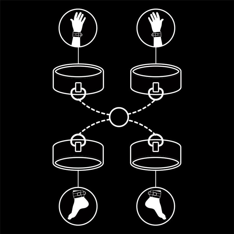 SET OF HAND AND ANKLE HANDCUFFS WITH NOPRENE LINING