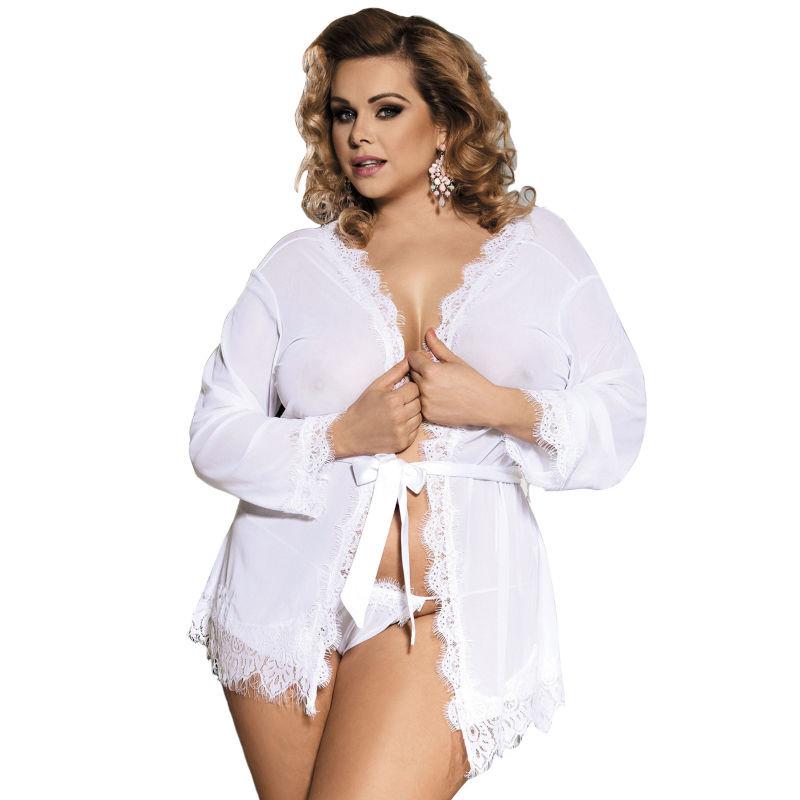 QUEEN PLUS WHITE BABYDOLL WITH FRINGE