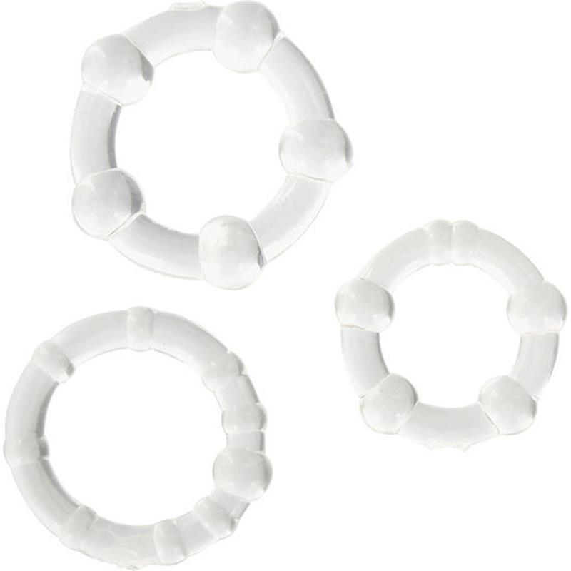 SET OF THREE TRANSPARENT PENIS RINGS