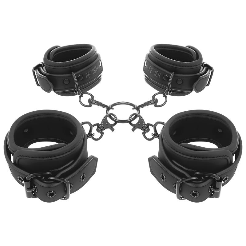 SET OF HAND AND ANKLE HANDCUFFS WITH NOPRENE LINING