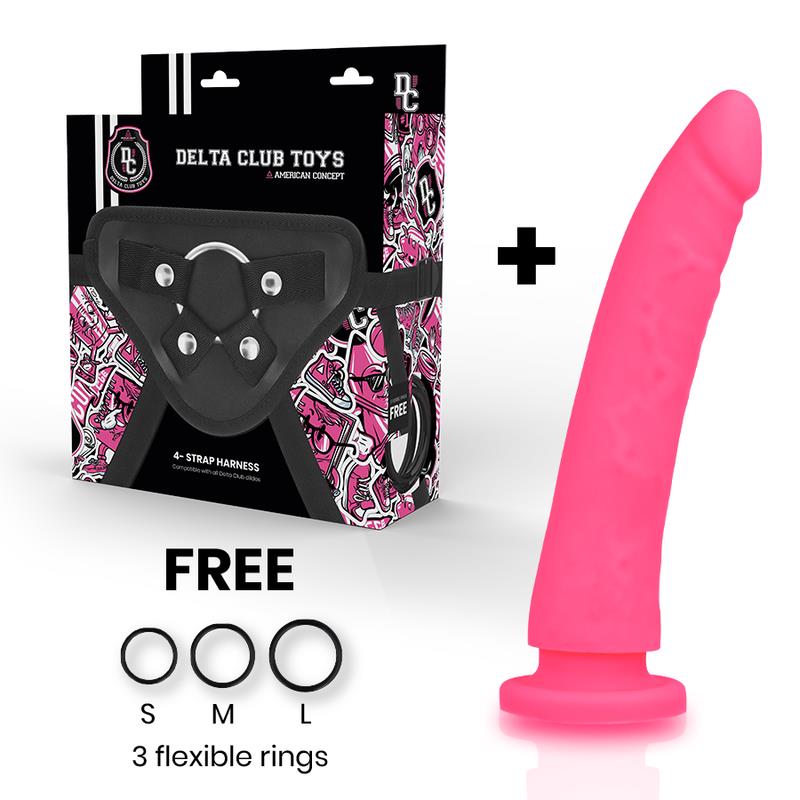TOYS HARNESS + DONG PINK SILICONE 20 CM -O- 4 CM