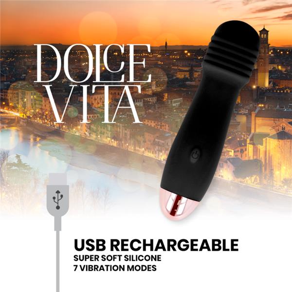 RECHARGEABLE VIBRATOR THREE BLACK 7 SPEED