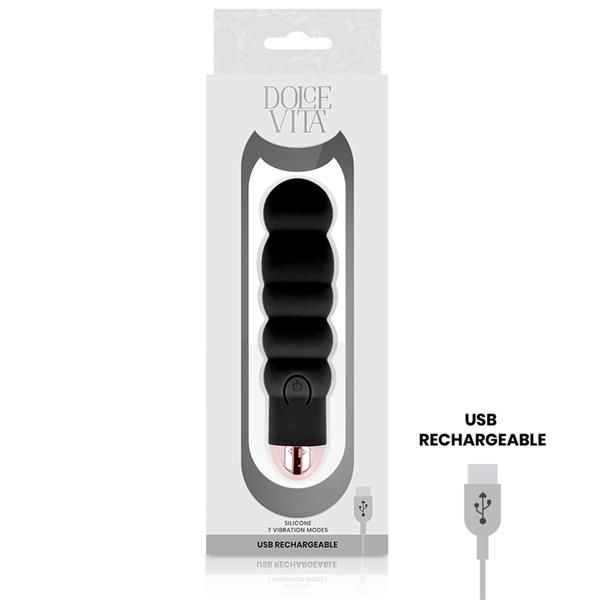 RECHARGEABLE VIBRATOR SIX BLACK 7 SPEEDS