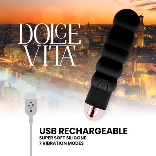 RECHARGEABLE VIBRATOR SIX BLACK 7 SPEEDS